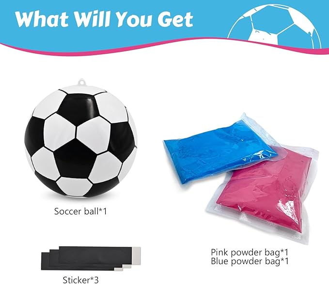 FIEKEICC Gender Reveal Soccer Ball Powder Kit 1blue&1pink Crazy Gender Reveal Ideas Exploding Soccer Balls Kit Gender Reveal Soccer Balls Kit Party Baby Shower Supplies for Boy or Girl Reveals