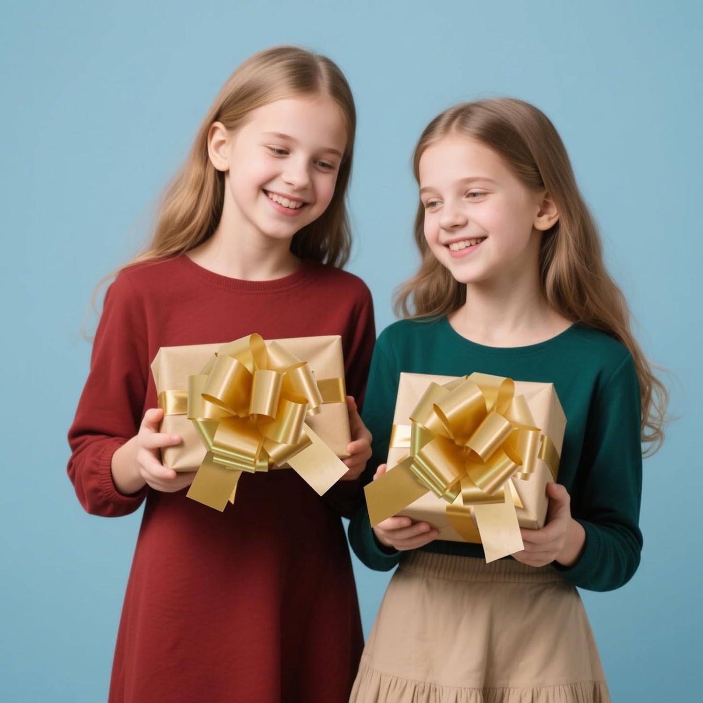 6 PCS 6 Inch Golden Pull Bows - Perfect for Gift Wrapping, Wedding Decor, Car Bows, Birthday Parties, Christmas and Valentine's Day