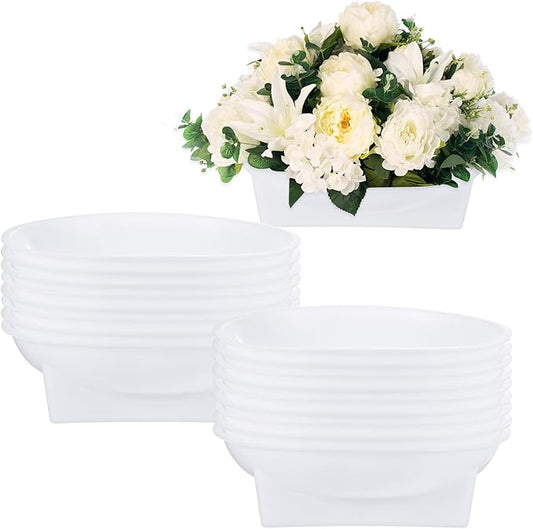 M METERXITY 18-Pack Floral Foam Round Bowls, 6.3 Inch Round Arrangements DIY Floral Bowls, Flower Arrangements Round Floral Supplies for Holiday/Wedding/Party/Birthday Decor [White]