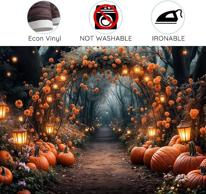 10 x 8 ft Fall Photography Backdrop Autumn Forest Maple Leaves Pumpkins Thanksgiving Party Supplies Nature Scenery Path Landscape Outdoor Party Decor Photo Booth Studio Props