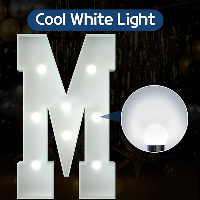 Marquee Letters 3 Feet Tall Large Light Up Letters Decorations Wedding Engagement Proposal White Party Decorations Marry Me Mr and Mrs Sign Big Cardboard Backdrop M