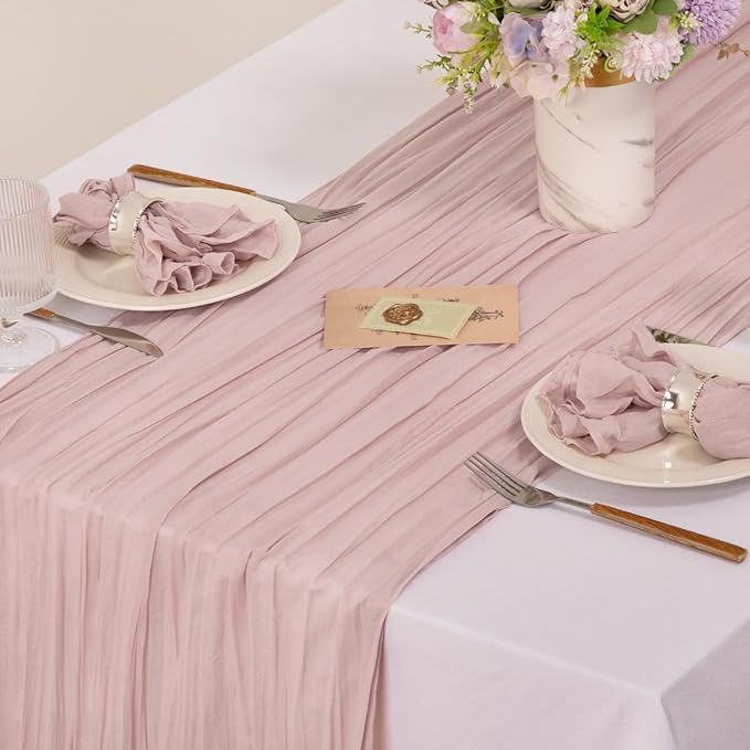 MLMC 60 Pack Cheesecloth Napkins Bulk Dusty Pink Dinner Cloth Napkins 21"x21" Boho Reusable Napkins in Bulk for Wedding Bridal Shower Baby Shower Events Table Decor
