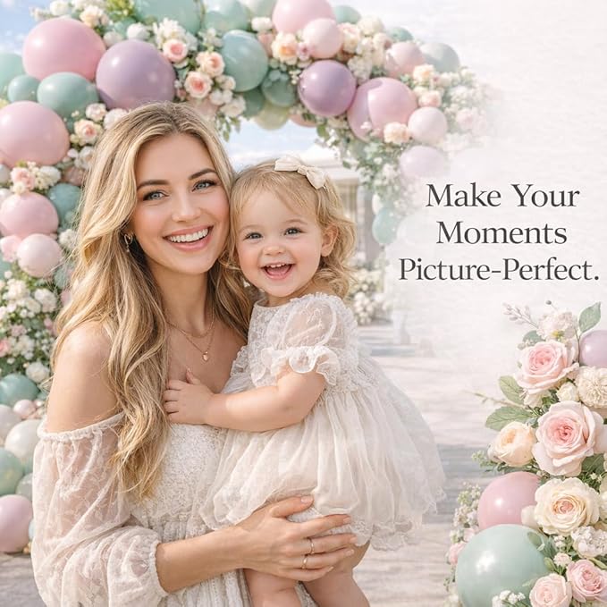 Double Stuffed Balloon Arch Kit - 84pcs Thick Dusty Pink, Sage Green & Lavender Pastel Balloon Garland for Baby Shower, Gender Reveal - Premium Matte Finish for Boho Wildflower & Daisy Theme Party