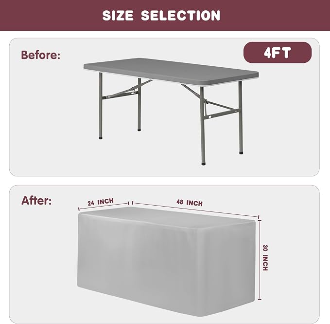 HolidayIdeas 2 Pack Fitted Table Clothes - 48 x 24 Inch - White Rectangle Tablecloths for 4 Foot Tables, Polyester Fabric Tablecloth for Folding Table, Parties, Birthday, Wedding, Trade Show