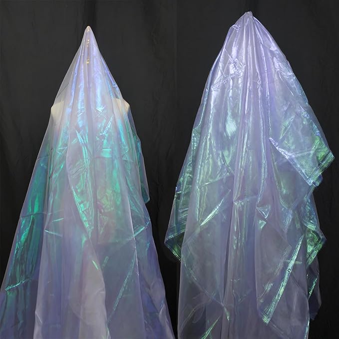 Light Purple Iridescent Organza Fabric for Wedding & Halloween, 11 Yard Long, 59-Inch Wide, Perfect for DIY, Photography Scene Arrangement, and Personalized Clothing Production