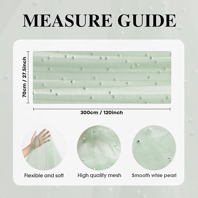Artoid Mode 10PCS Pearl Grass Green Gauze Table Runner 120 Inch 10FT, Seasonal Sheer Dining Holiday Wedding Birthday Baby Shower Table Decor for Home Party