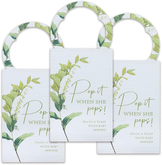 Summer-Ray 50pcs Pop it When She Pops Mini Champagne Baby Shower Tags Wine Bottle Tags (White)
