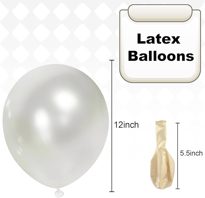 Pearl White Balloons Arch Kit Different Sizes, White Balloons in 18 12 10 5 Inch Pearl White Latex Balloons for Wedding Bridal Shower Graduation Baby Shower Birthday Engagement Anniversary Party Decor
