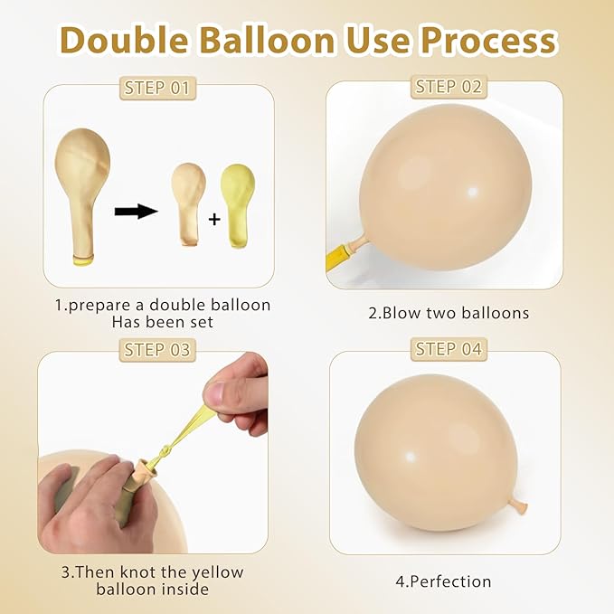Dusty Pink Yellow Green Balloons Arch Kit, Double Stuffed Pastel Light Yellow Sage Green Peach Balloon Garland Ivory White Sand Color for Bear Wildflower Birthday Wedding Party Decorations