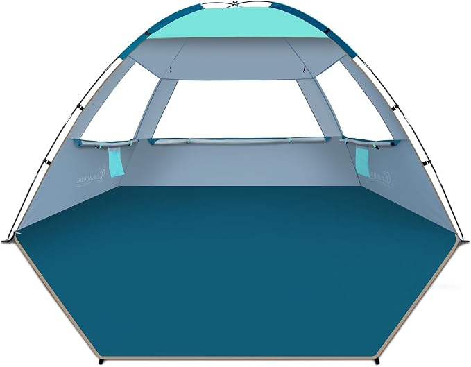 COMMOUDS Beach Tent Sun Shelter for 3/4/6/8 Person, UPF 50+ UV Protection Beach Shade Canopy Tent, Lightweight, Easy Set Up and Carry