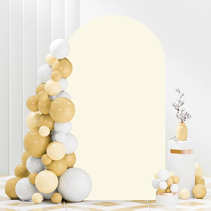 FANPROMS Wedding Arch Cover Ivory 6FT Wedding Arch Cover for Baby Shower Balloon Arch Stand Chiara Wall Arched Covers Arch Spandex Covering Panel for Happy Birthday Party Decor