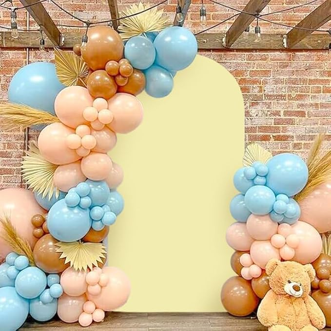 MODFUNS Light Yellow Arch Cover 3.3x6.6ft Spandex Wedding Arch Cover Stretchy Chiara Arch Backdrop Covers Double Sided Arch Stand Covers Arch Wall Backdrop Covering for Happy Birthday Party Arch Stand