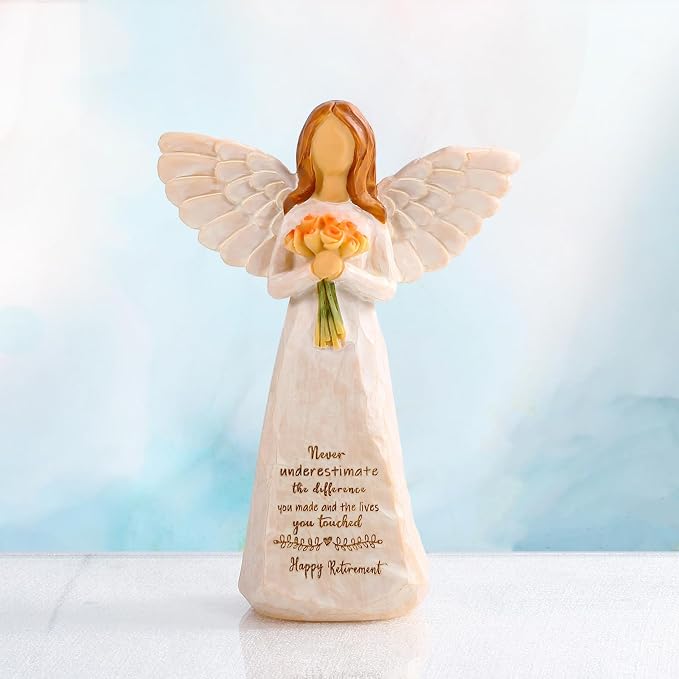 Kohehe Retirement Gift for Woman, Happy Retirement Gift for Woman, 5.5” Angel Figurine for Retirement Party Decorations, Retired Gifts for Coworkers Friends