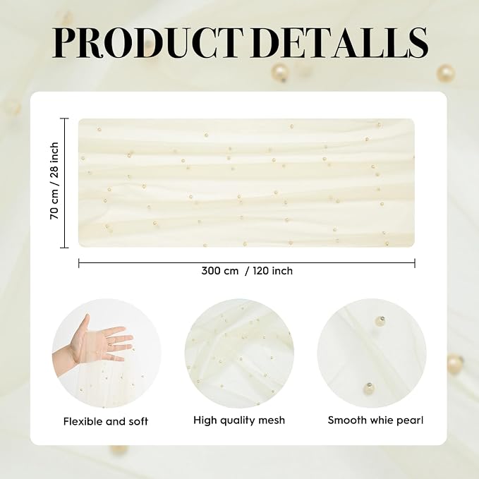 Artoid Mode 6PCS Pearl Champine Gauze Table Runner 120 Inch 10FT, Seasonal Sheer Dining Holiday Wedding Birthday Baby Shower Table Decor for Home Party
