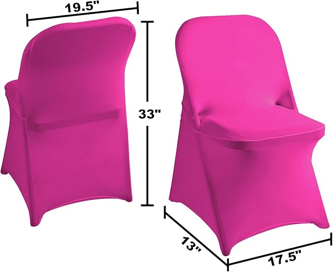 magalo 12 Pack Fuchsia Spandex Folding Waterproof Chair Cover, Stretch Chair Cover Protector for Wedding, Party, Dining Banquet and Other Special Events