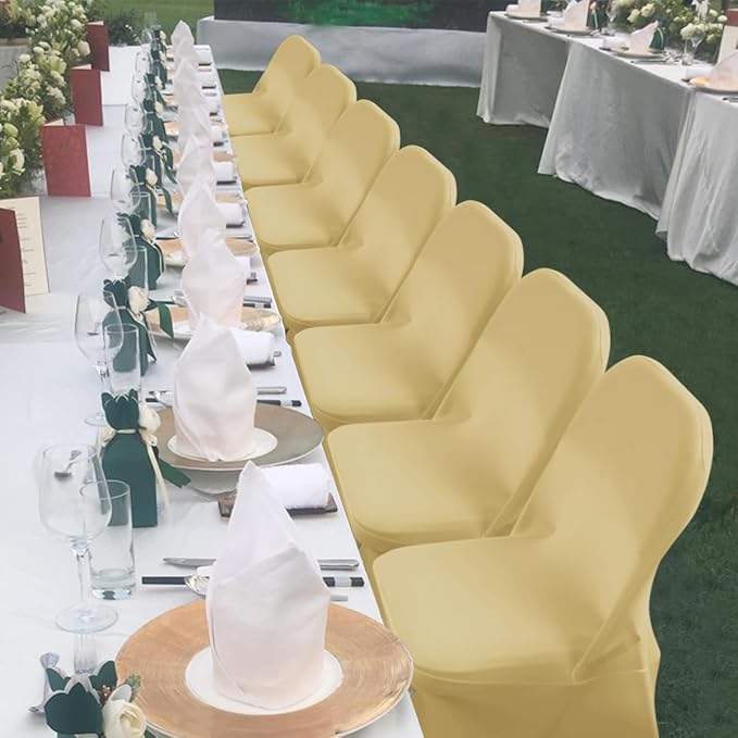Babenest Spandex Folding Chair Covers - 30 PCS Upgraded Universal Stretch Washable Fitted Chair Slipcovers Protector for Wedding, Holidays, Banquet, Party, Celebration (Champagne)