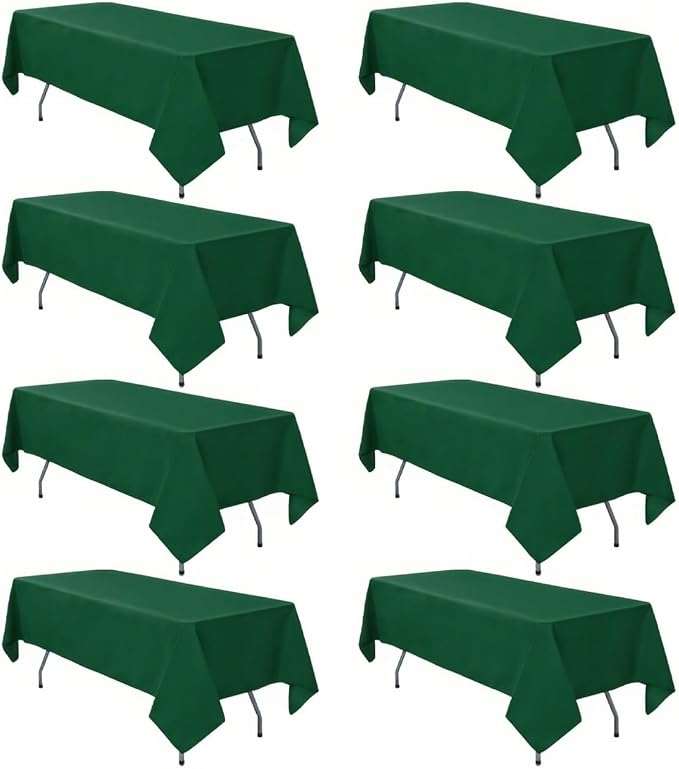 8 Pack Hunter Green Table Cloth 60 x 102 Inch Rectangular Dark Green Tablecloth for 6 Foot Rectangle Tables, Wrinkle Resistant Washable Rectangle Fabric Table Covers for Wedding Party Banquet Buffet