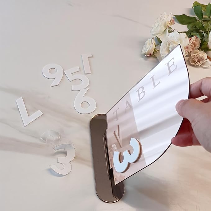 Wedding Table Numbers,Semi-Arched Mirrored Acrylic Table Numbers for Party,Events,Occasion Decoration (Number 1-20, Rose Gold Mirror)