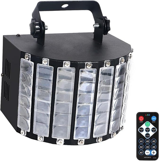 DJ Disco Party Light: Compact Derby Effect | RGBW Beam Output Through 48 Lenses - Remote Sound Activated DMX Control - Easy Setup Great for Dance Wedding Gig Band Mobile Karaoke Bar Club Home Party