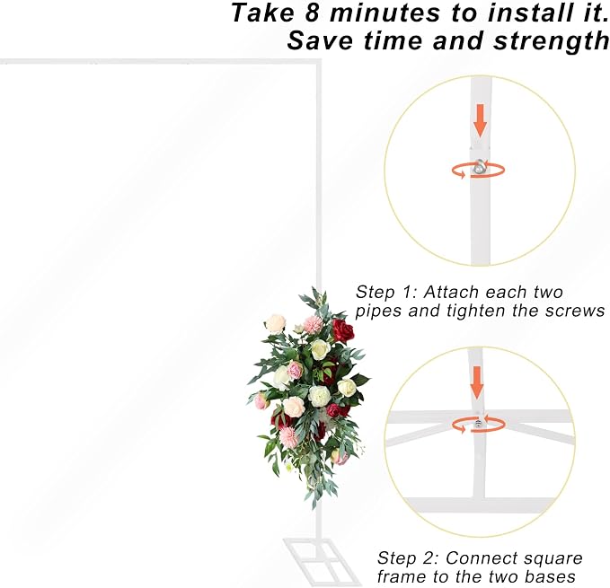 8FTx8FT Wedding Arch Backdrop Stand Square Metal Rectangular Arch Frame Balloon Arch Stand for Wedding Birthday Party Baby Shower Bridal Shower Photography Decoration（White）
