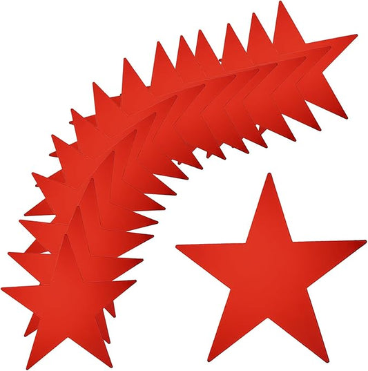MECCANIXITY 96Pcs Red Stars Cutouts Double Printed Paper Stars Decoration Cardboard Star for Classroom Wall Party Movie Night Party Supplies, 11 Inches