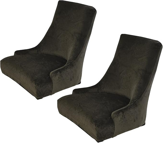 rismart Wingback Dining Chair Cover Stretch Removable Spandex Seat Slipcovers,Army Green 2 PCS