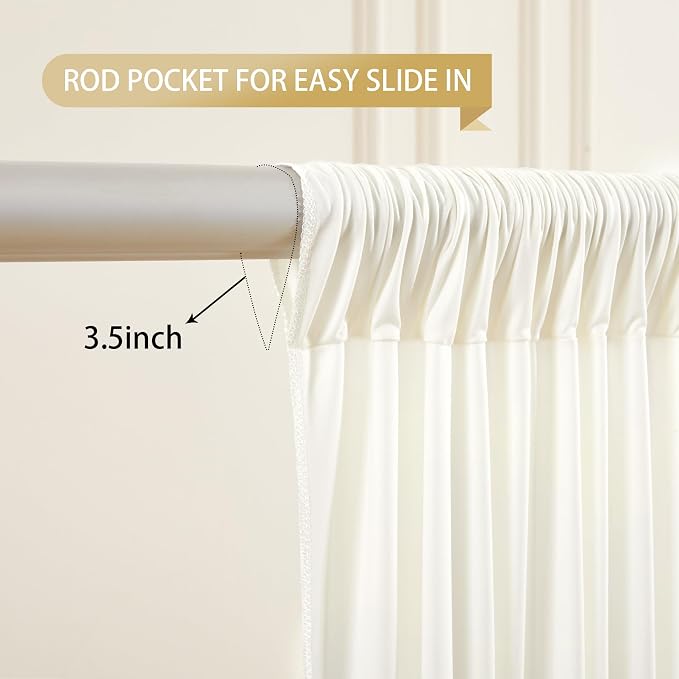 Beige Backdrop Curtains-Wrinkle-Free Polyester Photography Drapes Party Curtain Background for Baby Shower Wedding Decorations- 8 X10FT (Beige)