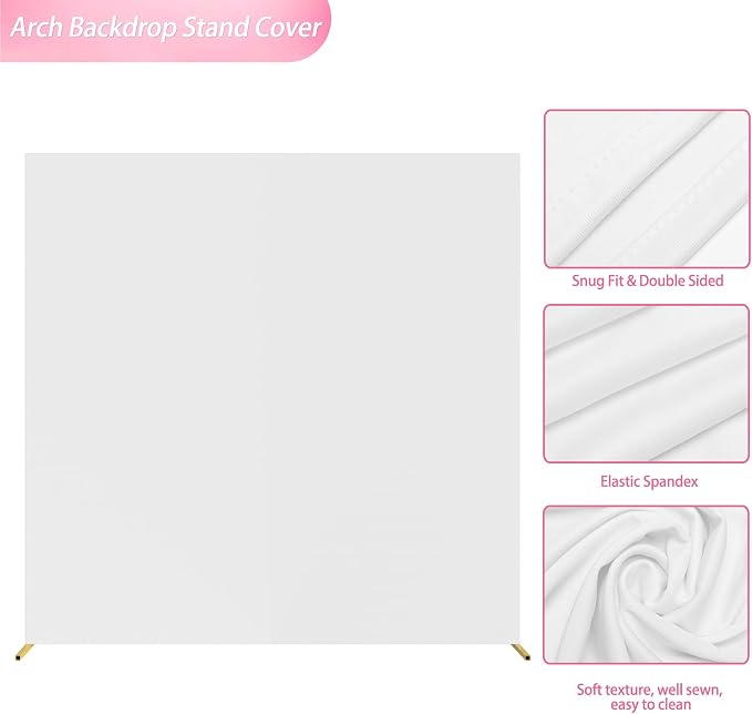 Wokceer Wedding Arch Stand 6.6x6.6FT and Square Arch Covers Bundle Square Balloon Arch Stand for Wedding Ceremony Birthday Party White