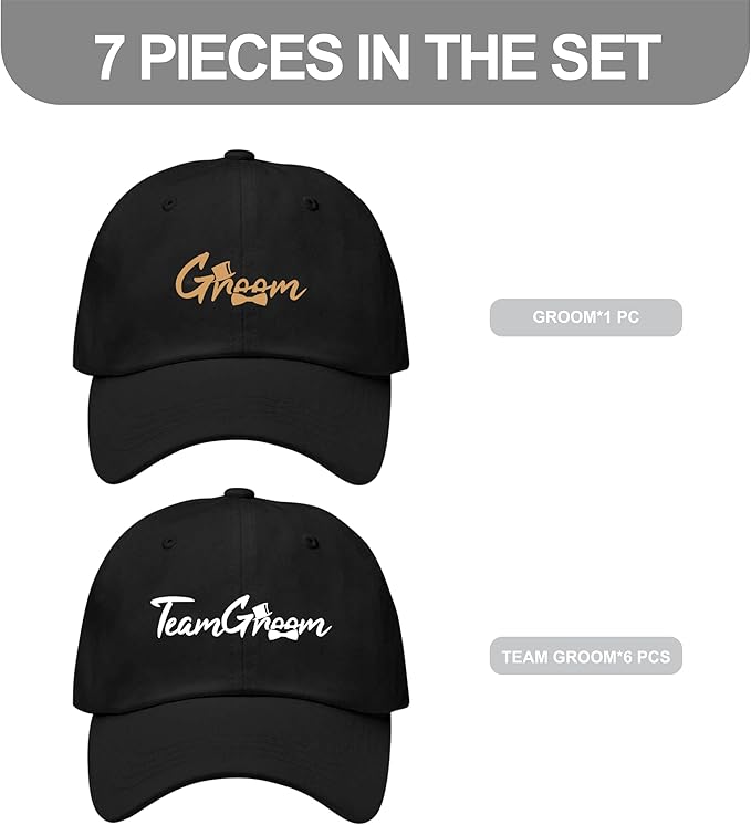 LADY&HOME Bachelor/Bachelorette Party Baseball Hats Set, Embroidered Adjustable Cotton Truck Caps