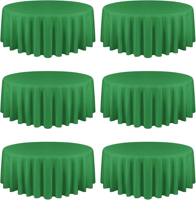 YMHPRIDE 6 Pack Round Tablecloth Green Table Cloth 120 Inch Polyester Round Table Cloth,Green TableCloths Round Washable Fabric Table Covers for Wedding,Party,Dining,Banquet