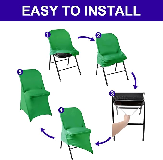 Howhic Folding Chair Covers - 36pcs, Emerald Universal Spandex Fitted Chair Covers for Wedding, Party, Banquet, Conference