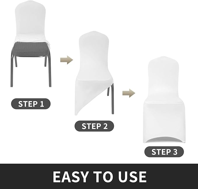 Peomeise 6pcs Stretch Spandex Chair Cover for Wedding Party Dining Banquet Event (White, 6)