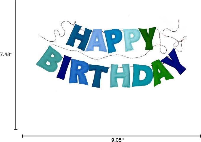 Pre-Strung Happy Birthday Banner - Felt Ball Garland, Rainbow Party Decorations, HAPPY BIRTHDAY Garland, Personalized Birthday Sign for Birthday Decor, Party Decor, Photo Prop (Blue Happy Birthday Banner)