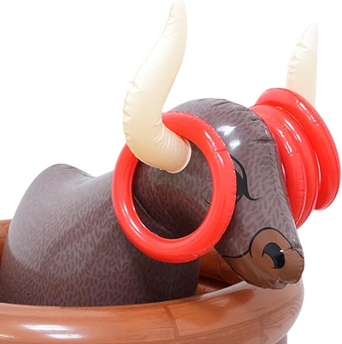 Inflatable Water Bull Cooler Beverage Serving Container Party Supplies Rings Toss Toy Ice Holder Ice Bucket for Outdoor Beach