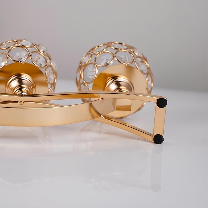 Gold Candle Holders for Table Centerpiece, 3 Arms Metal Candelabra Candlestick Holders for Home Decor, Wedding, Dinning, Party, Anniversary,Christmas Halloween Decorations
