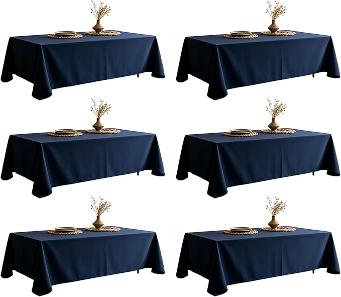 WIGENIUS 6 Pack Blue Table Cloth Rectangle Tablecloths 70X120 Inch,Polyester Table Cloth for 8 Foot Rectangle Tables,Wrinkle Resistant Washable Fabric Table Covers for Party,Wedding Banquet