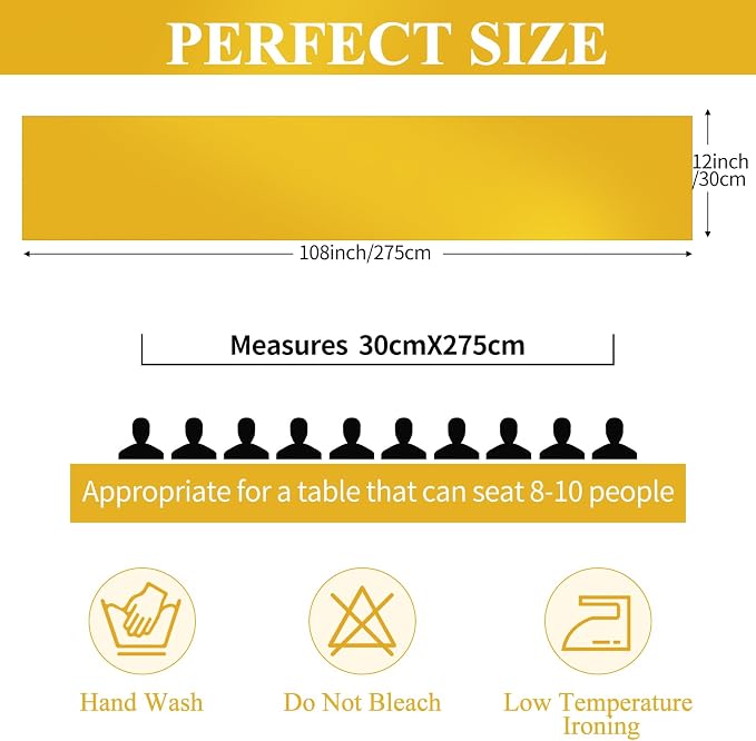 24 Pack Gold Satin Table Runners,12 x 108 Inch Long Table Runners for Rectangle Round Tables, Smooth Satin Table Runner for Wedding, Birthday Party Banquets Decoration
