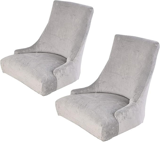 rismart Wingback Dining Chair Cover Stretch Removable Spandex Seat Slipcovers,Light Grey 2 PCS