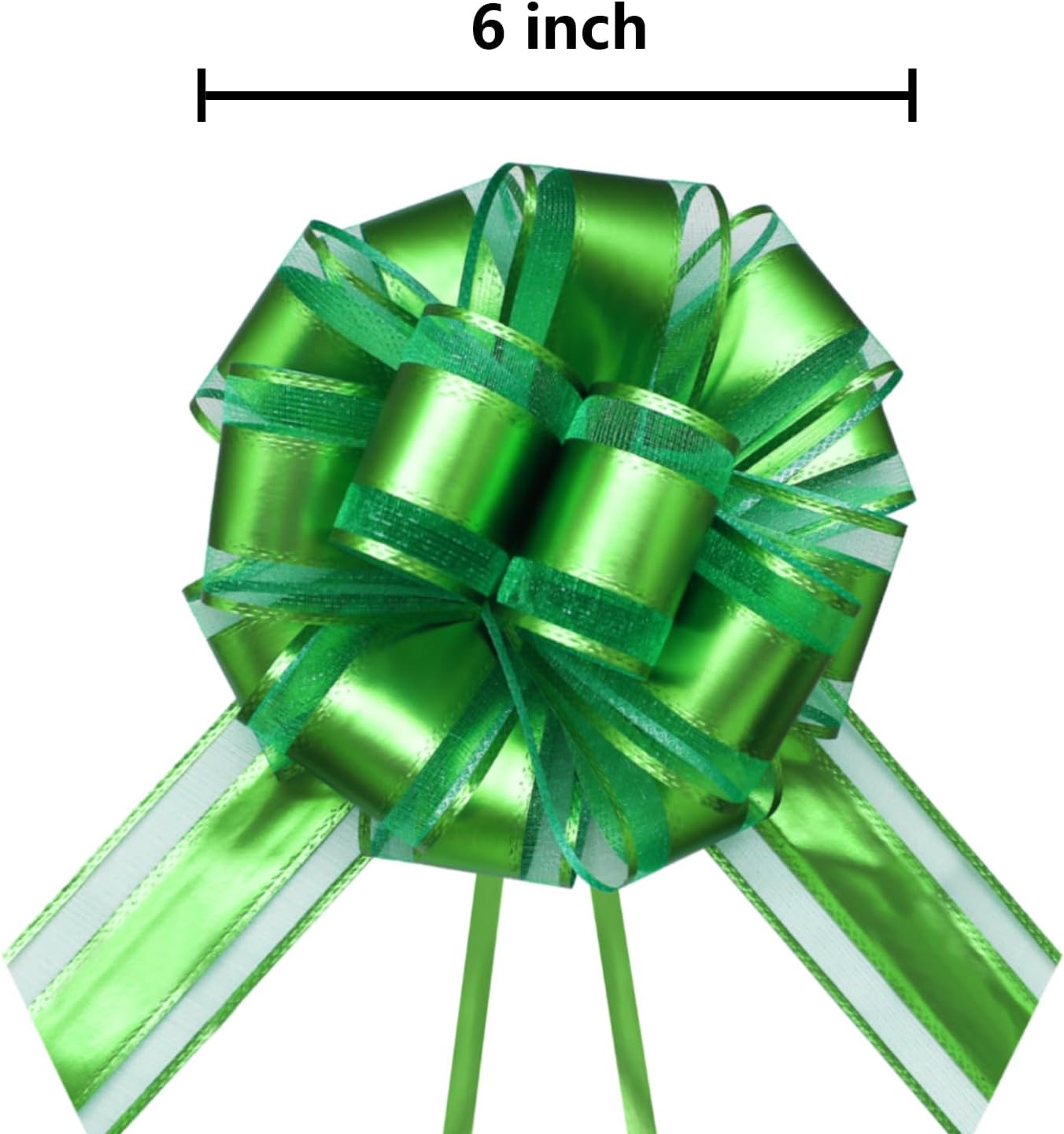 7 Pieces Large Pull Bows, 6 inche, Big Bow for Gift Wrapping, Christmas Party Birthday Gift, Wedding Baskets,Valentine's Day Gift Decorations, Flower Decoration (Green)
