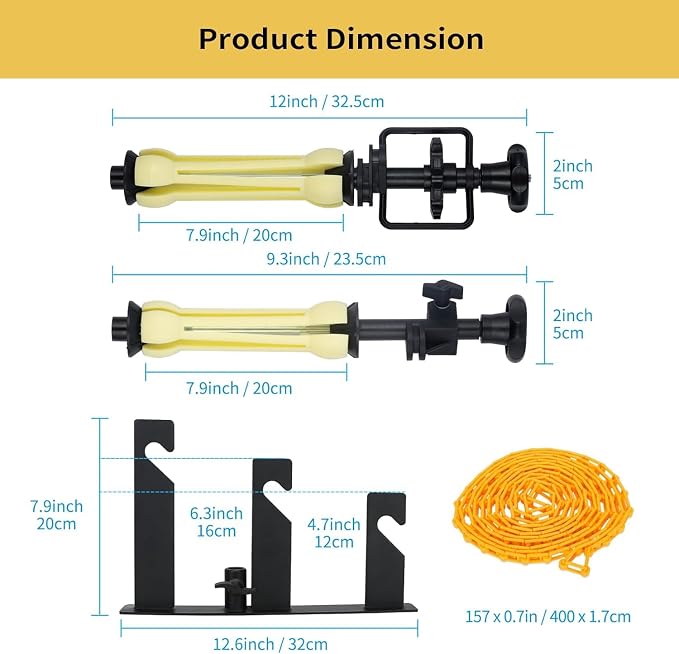 3 Roller Photography Backdrop Background Support Wall Mount Manual Pull Down System for Photo Studio with 6 Expand Bars + 3 Chains + 2 Tri-fold Hooks for Holding 3 Backdrops