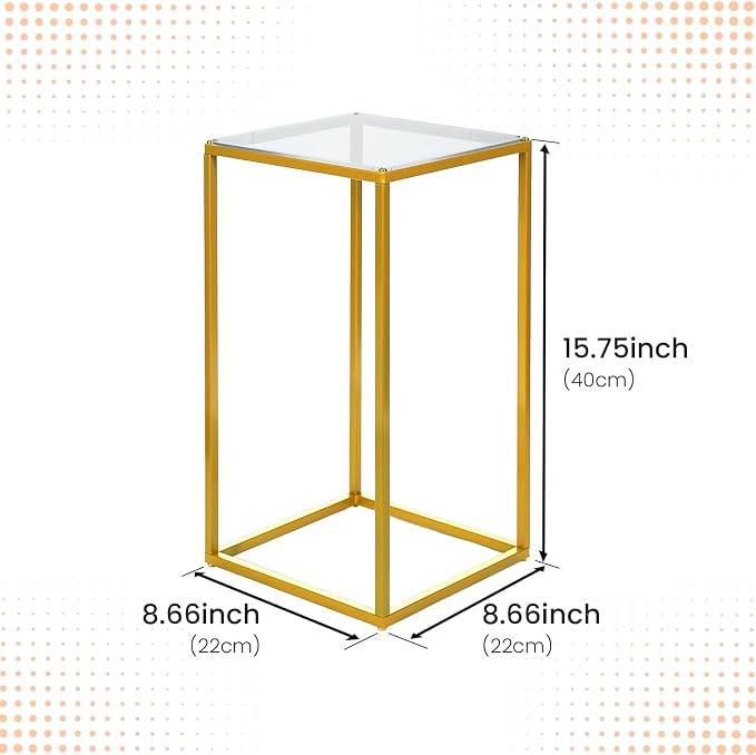 YALLOVE 2 Pack 15.75 Inch Gold Wedding Flower Stand Metal Vase Column Stand Geometric Centerpiece Vase for Home Party Wedding Decorations, Rectangular Flower Display Rack