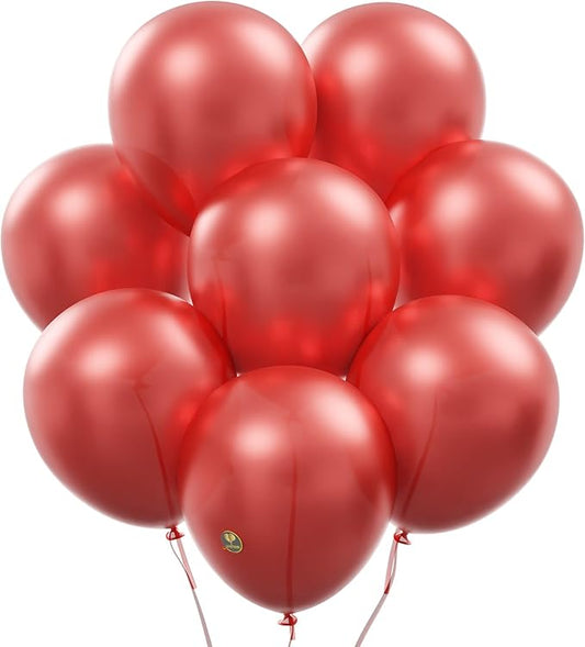 AFTERLOON® Biodegradable Balloons 24 pcs Pearlized Red 12 Inch, Pearlescent Thickened Extra Strong Latex Helium Float, Colorful Bulk Color ballon baloon Globos Para Decoration De Fiestas Kids