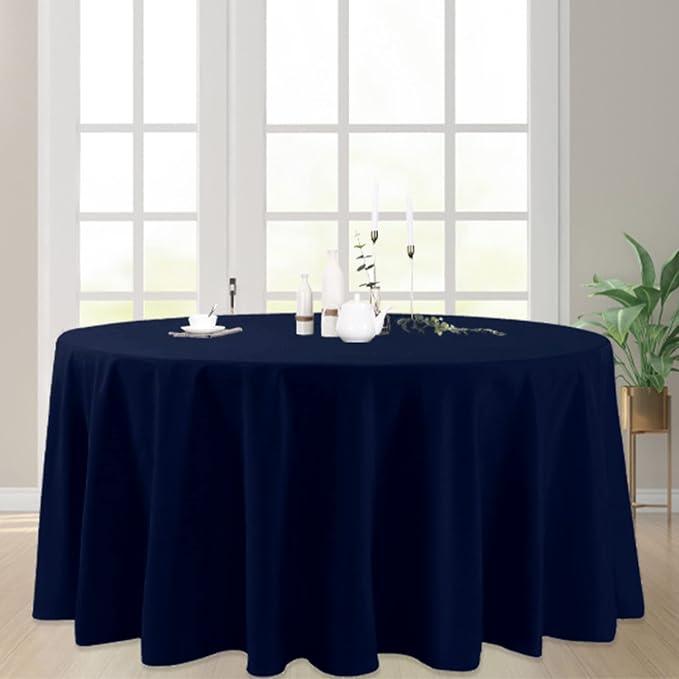 6 Pack Navy Blue Round Tablecloths 90 Inches Table Cloth Stain and Wrinkle Resistant Washable Polyester Table Cover Fabric for Party, Wedding,Dining,and Banquet Decoration
