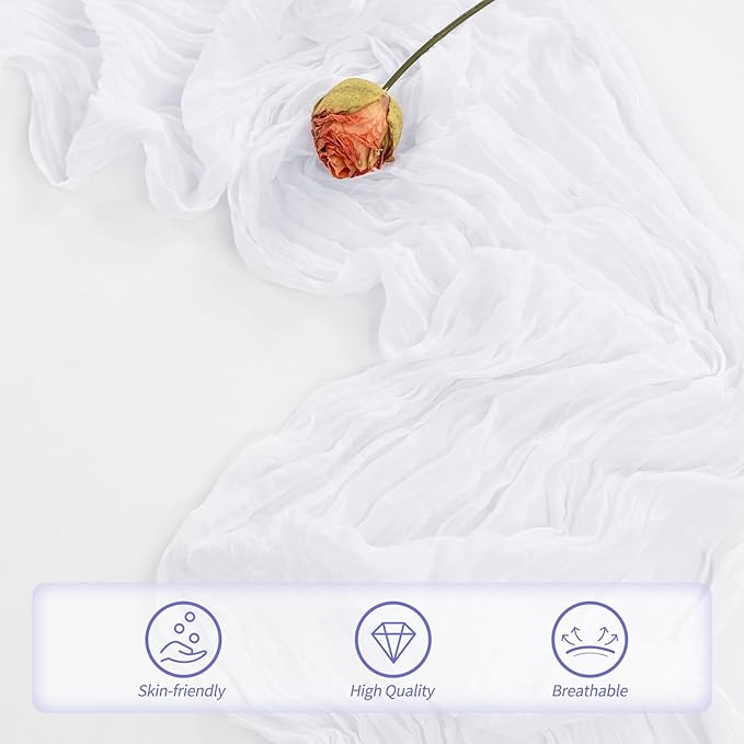 20 Pack White Cheesecloth Table Runner 20 x 120 inch Boho Gauze Cheese Cloth Table Runner Vintage Rustic Romantic Sheer Runners for Wedding Bridal Shower Birthday Party Cake Table Decorations