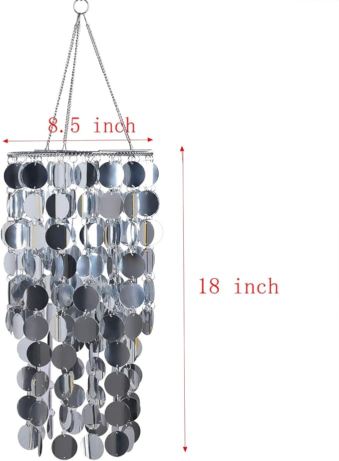 Silver Bling Hanging Chandelier,Spangle Chandelier,W8.5 H18,Great idea for Wedding Chandeliers Centerpieces Decorations and Any Event Party Home Decor