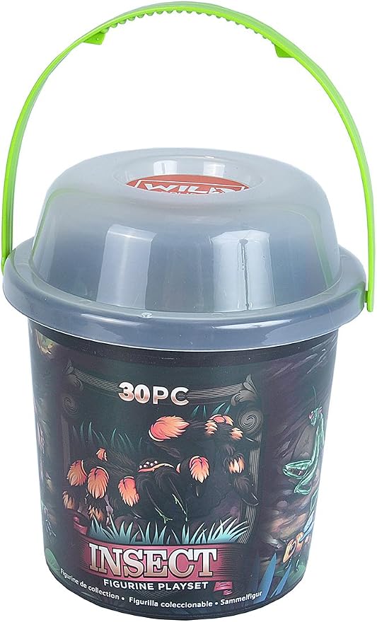 Wild Republic Insect Toys Large Bucket, Bugs Figurine Set, Spiders, Caterpillars, Scorpion, Centipede, Grasshopper & More Backyard Bugs, 30Piece
