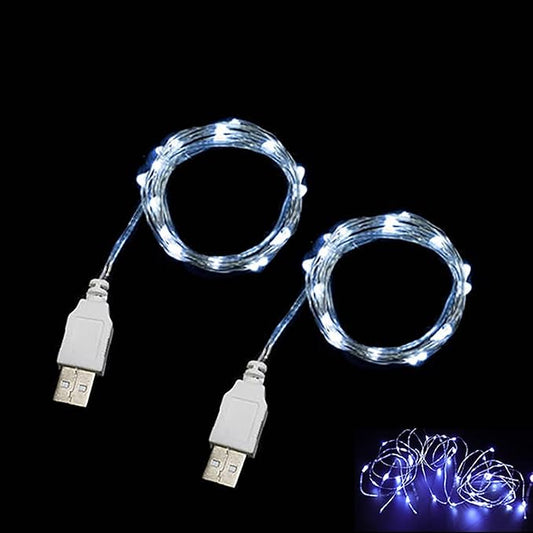Sokelinn-six 2m 20 LEDs Fairy String Lights, USB Powered String Light for Desk Office Christmas Tree Party Decoration (White, 2)