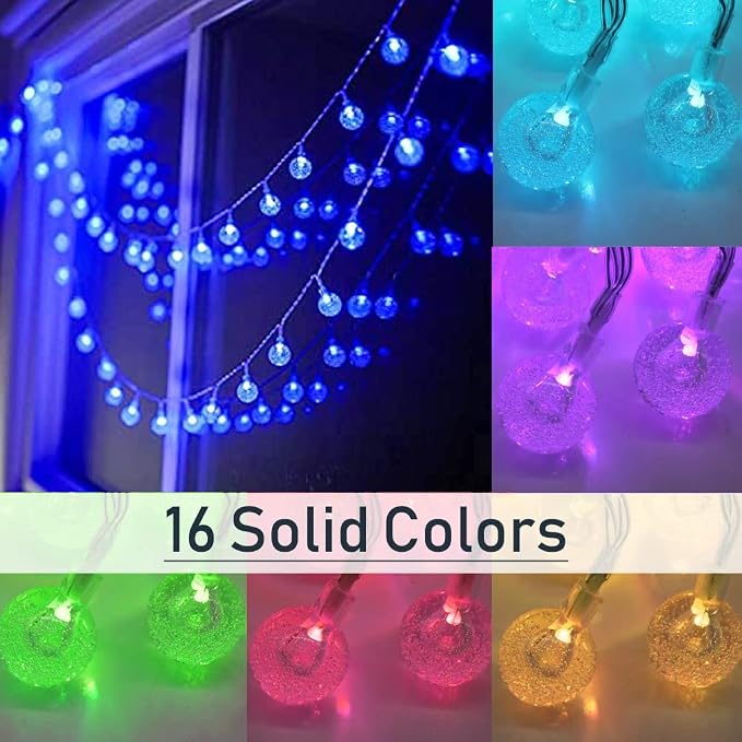 Mocalido 50ft Color Changing Globe String Lights Indoor, Hanging Colored Lights for Bedroom 75 LED USB Powered with Remote, Classroom Fairy Lights, Camping Tent Decor