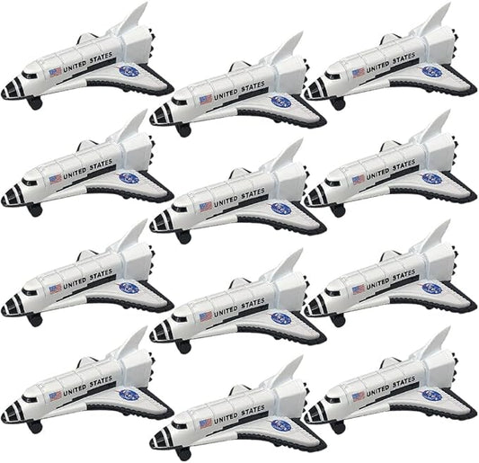 ArtCreativity Diecast Metal Space Shuttles, Set of 12, Durable Diecast NASA Space Ship Toys for Boys, Astronaut Cake Decorations, Astronaut Space Theme Party Favors, Goodie Bag Fillers
