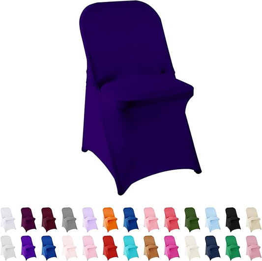 Spandex Chair Cover,12PCS,Living Room Folding Chair Covers,Removable Chair Covers Washable Protector Stretch Chair Cover for Party, Banquet,Wedding Event,Hotel(Purple)